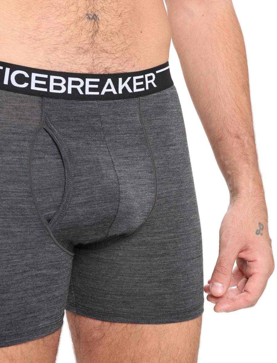 Jet Heather Icebreaker Merino Anatomica Boxers With Fly Men's Underwear | AU 1308ILHS